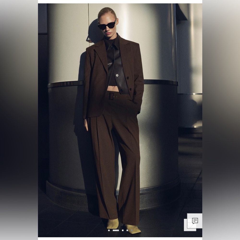 Mango Charcoal Black Belted Women's Trousers